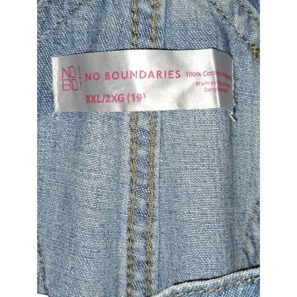 Y2K No Boundaries Womens Denim Overall Shorts Romper XXL (19) Light Wash Jean - Picture 4 of 8